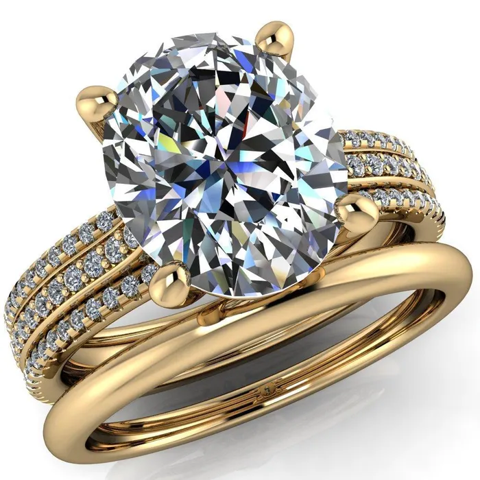 Fire Brilliance Rings Jameson Oval Center Stone Triple Diamond Channel 4 Prong Ring