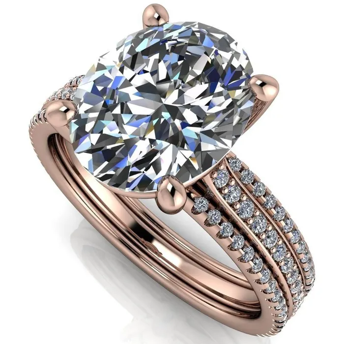 Fire Brilliance Rings Jameson Oval Center Stone Triple Diamond Channel 4 Prong Ring
