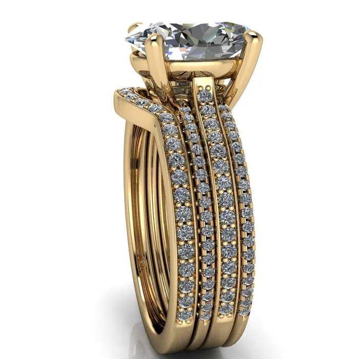 Fire Brilliance Rings Jameson Oval Center Stone Triple Diamond Channel 4 Prong Ring