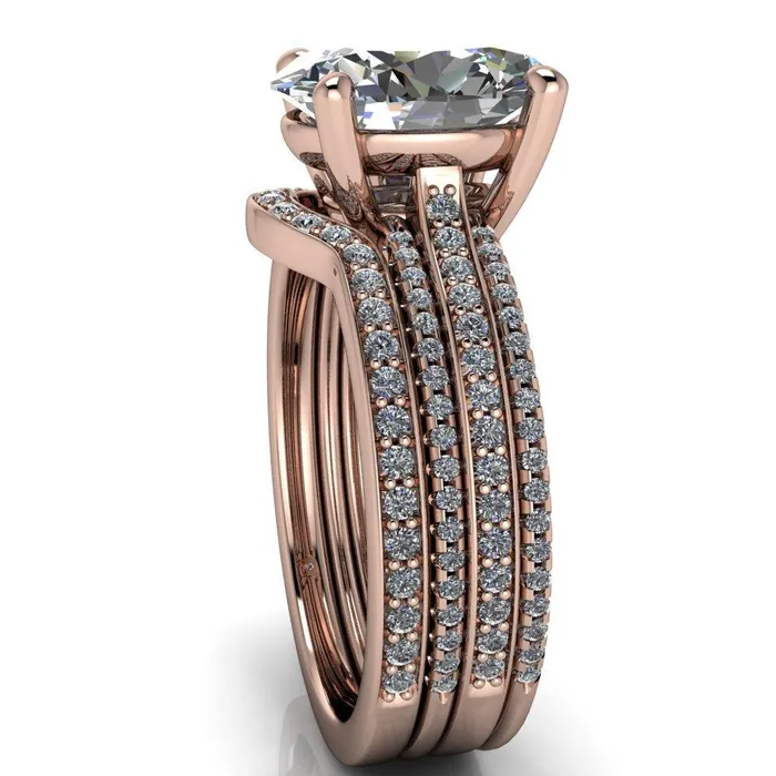Fire Brilliance Rings Jameson Oval Center Stone Triple Diamond Channel 4 Prong Ring