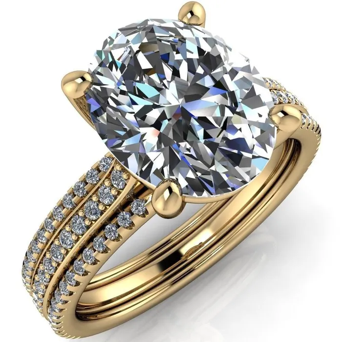 Fire Brilliance Rings Jameson Oval Center Stone Triple Diamond Channel 4 Prong Ring