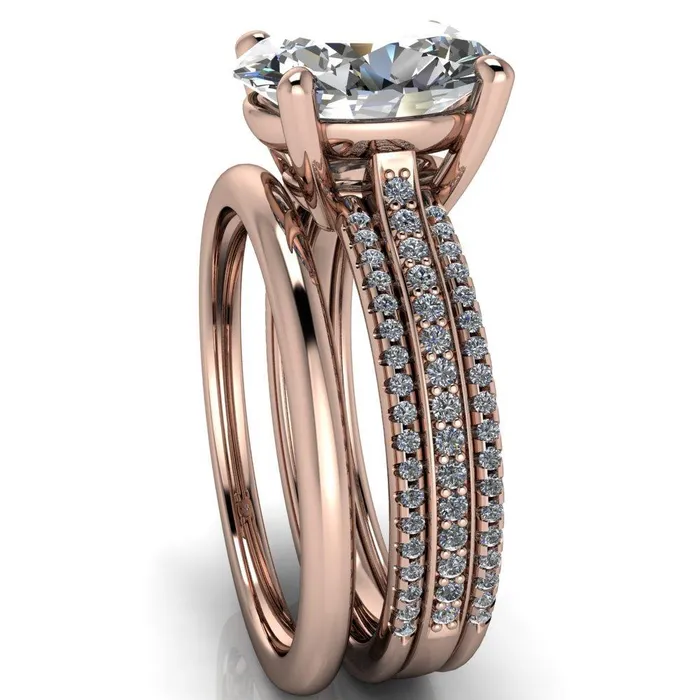 Fire Brilliance Rings Jameson Oval Center Stone Triple Diamond Channel 4 Prong Ring