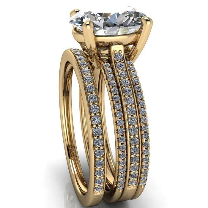 Fire Brilliance Rings Jameson Oval Center Stone Triple Diamond Channel 4 Prong Ring