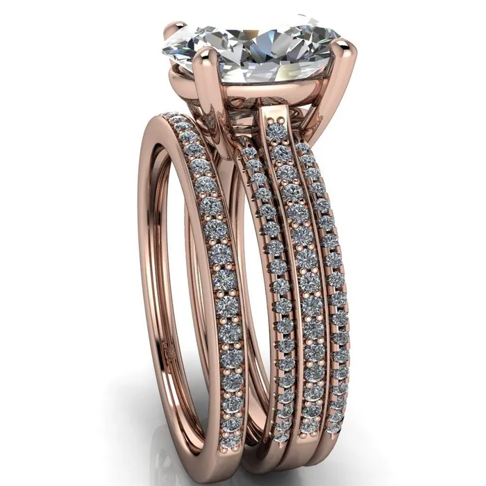 Fire Brilliance Rings Jameson Oval Center Stone Triple Diamond Channel 4 Prong Ring