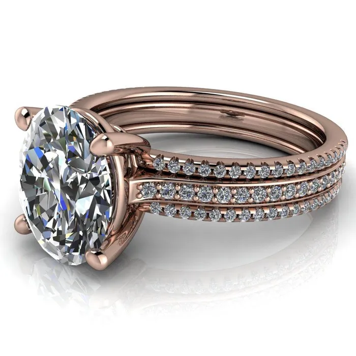 Fire Brilliance Rings Jameson Oval Center Stone Triple Diamond Channel 4 Prong Ring