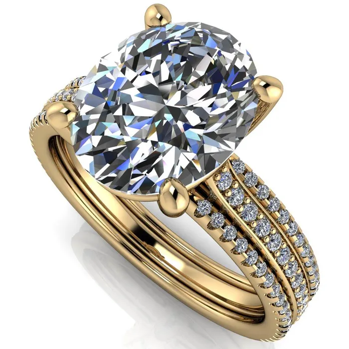 Fire Brilliance Rings Jameson Oval Center Stone Triple Diamond Channel 4 Prong Ring