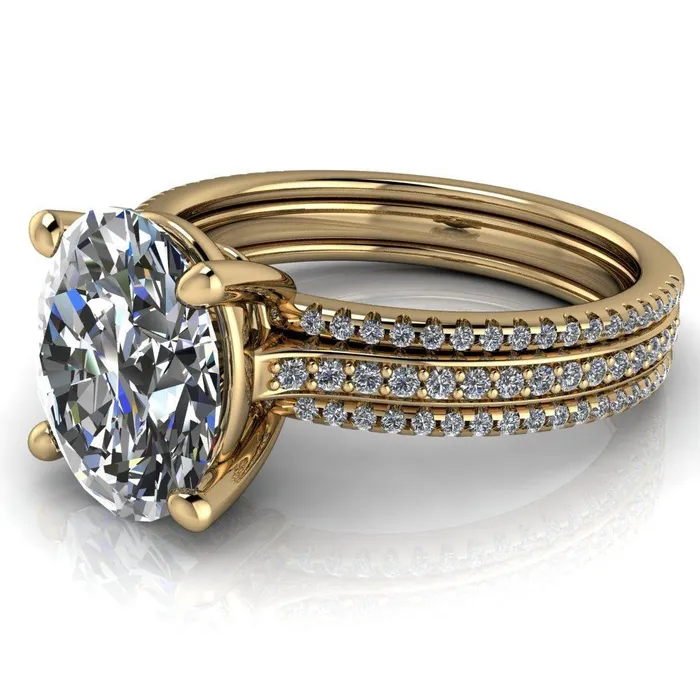 Fire Brilliance Rings Jameson Oval Center Stone Triple Diamond Channel 4 Prong Ring
