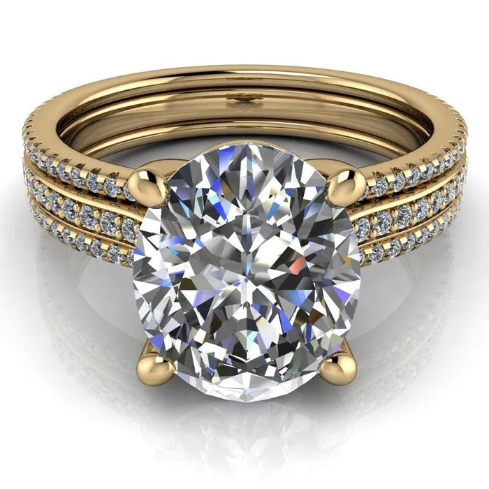 Fire Brilliance Rings Jameson Oval Center Stone Triple Diamond Channel 4 Prong Ring