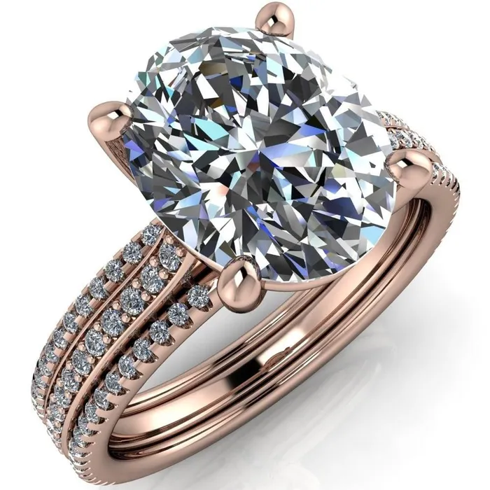 Fire Brilliance Rings Jameson Oval Center Stone Triple Diamond Channel 4 Prong Ring