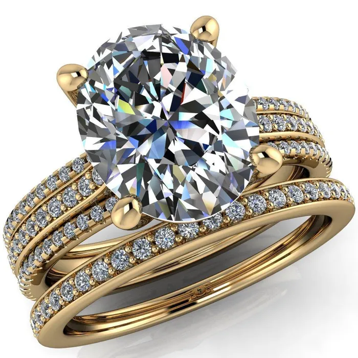 Fire Brilliance Rings Jameson Oval Center Stone Triple Diamond Channel 4 Prong Ring