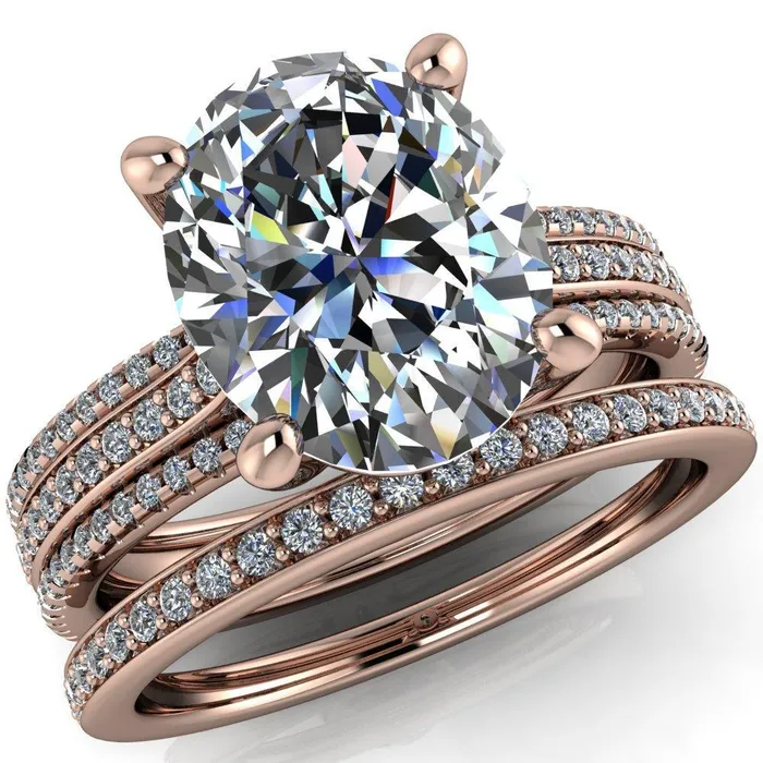 Fire Brilliance Rings Jameson Oval Center Stone Triple Diamond Channel 4 Prong Ring