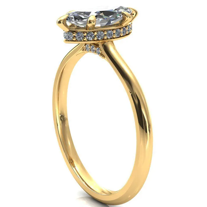 Fire Brilliance Rings Janey Marquise Moissanite 6 Prongs Claw Floating Halo Inverted Cathedral Ring