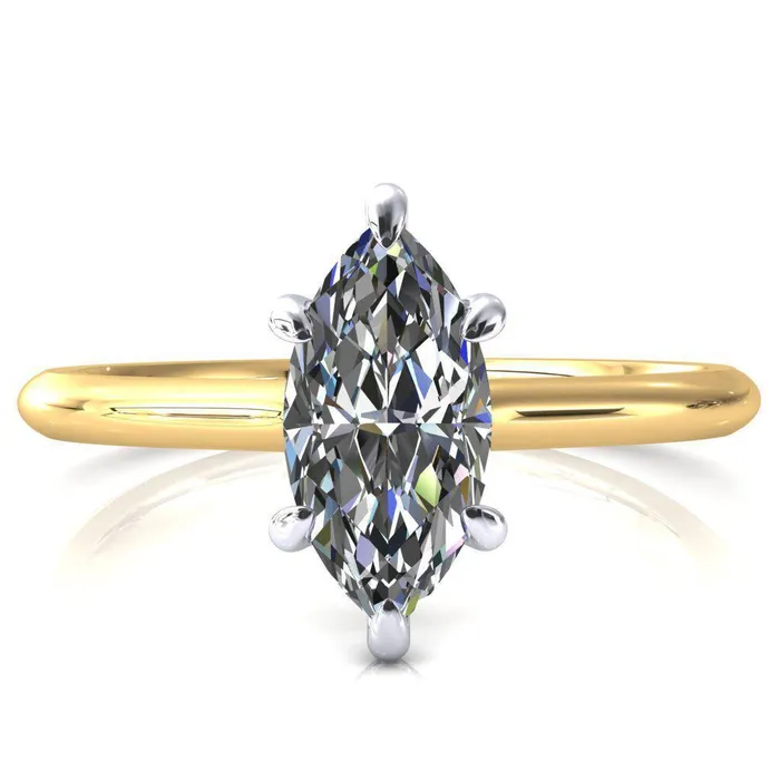 Fire Brilliance Rings Janey Marquise Moissanite 6 Prongs Claw Floating Halo Inverted Cathedral Ring