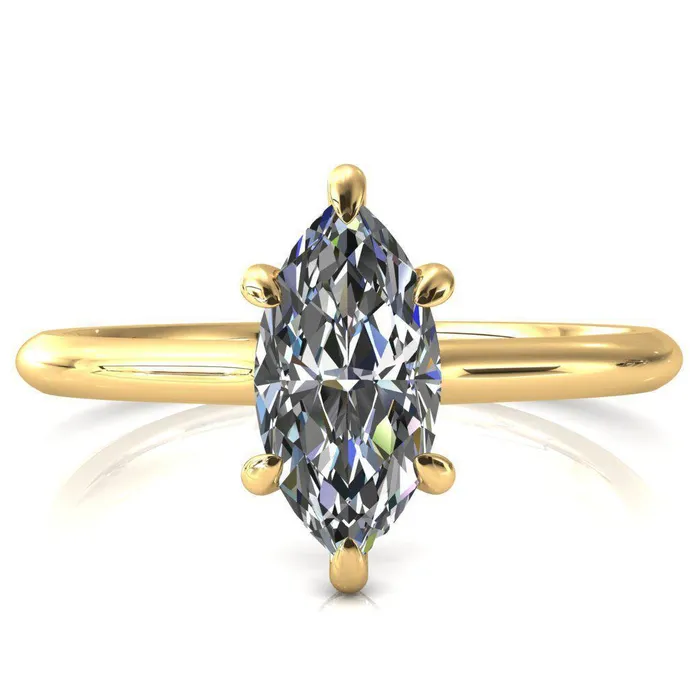 Fire Brilliance Rings Janey Marquise Moissanite 6 Prongs Claw Floating Halo Inverted Cathedral Ring