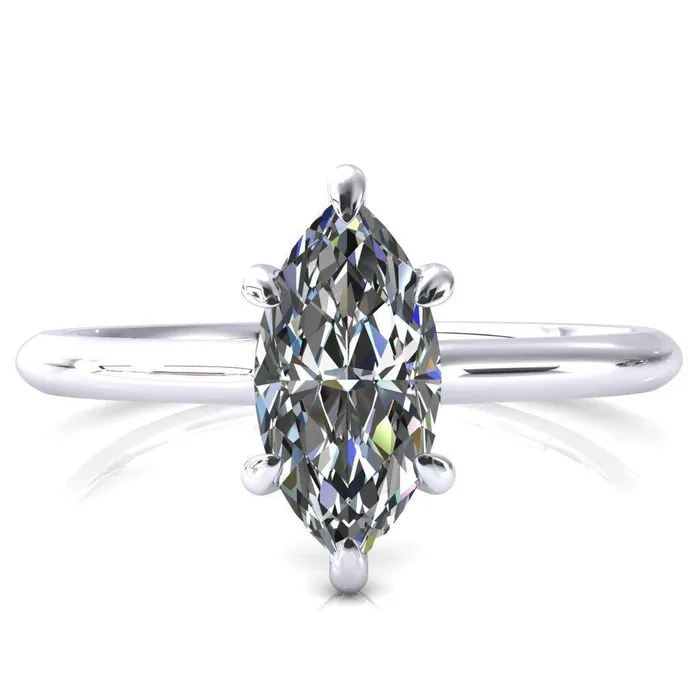 Fire Brilliance Rings Janey Marquise Moissanite 6 Prongs Claw Floating Halo Inverted Cathedral Ring