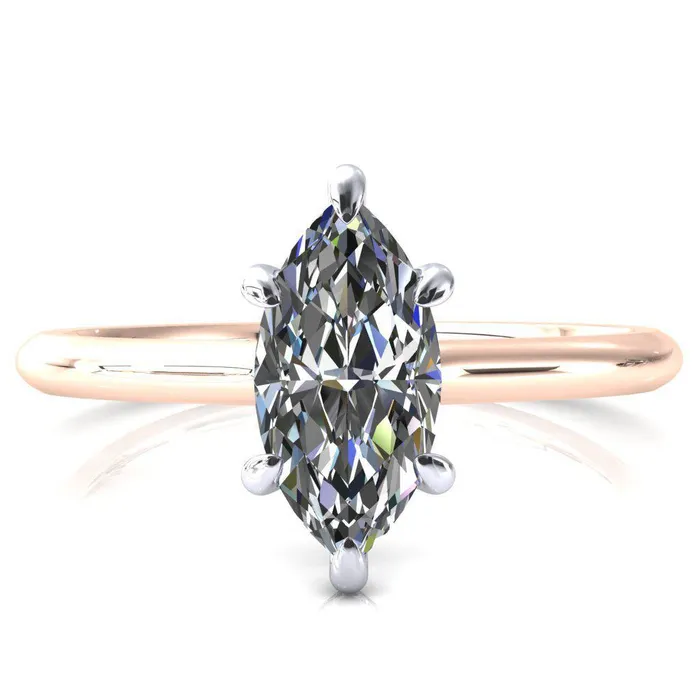 Fire Brilliance Rings Janey Marquise Moissanite 6 Prongs Claw Floating Halo Inverted Cathedral Ring