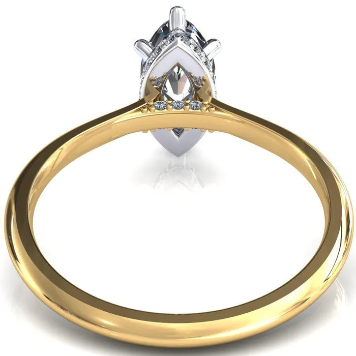 Fire Brilliance Rings Janey Marquise Moissanite 6 Prongs Claw Floating Halo Inverted Cathedral Ring