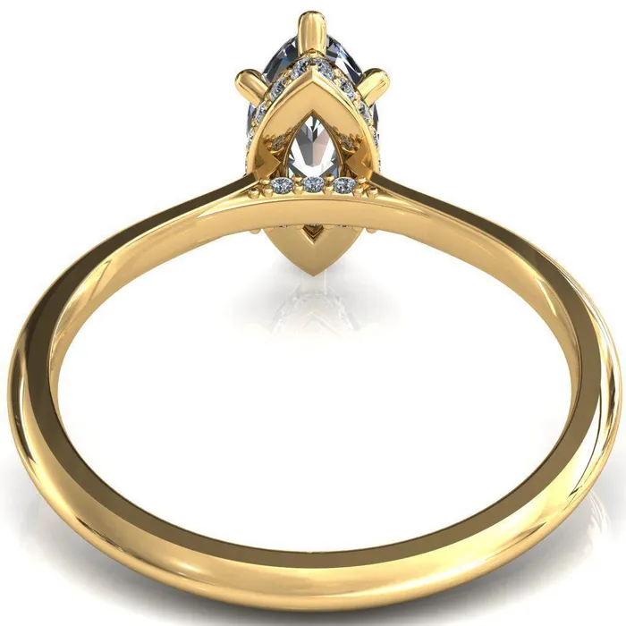Fire Brilliance Rings Janey Marquise Moissanite 6 Prongs Claw Floating Halo Inverted Cathedral Ring