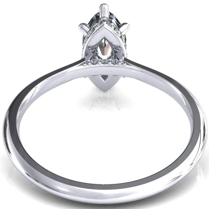 Fire Brilliance Rings Janey Marquise Moissanite 6 Prongs Claw Floating Halo Inverted Cathedral Ring