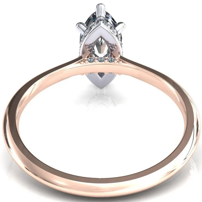 Fire Brilliance Rings Janey Marquise Moissanite 6 Prongs Claw Floating Halo Inverted Cathedral Ring