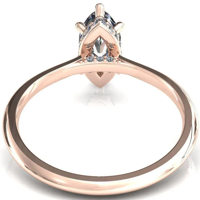 Fire Brilliance Rings Janey Marquise Moissanite 6 Prongs Claw Floating Halo Inverted Cathedral Ring