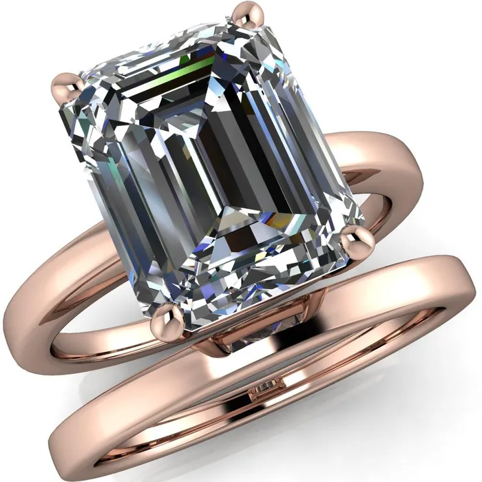 Fire Brilliance Rings Keegan Emerald Center Stone 4 Prong Engagement Ring