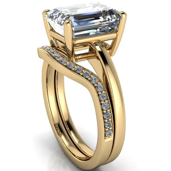 Fire Brilliance Rings Keegan Emerald Center Stone 4 Prong Engagement Ring