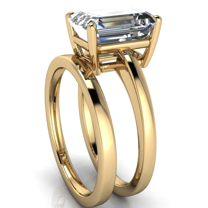 Fire Brilliance Rings Keegan Emerald Center Stone 4 Prong Engagement Ring