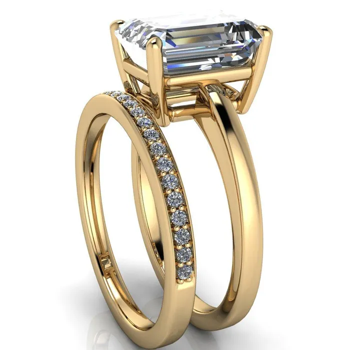 Fire Brilliance Rings Keegan Emerald Center Stone 4 Prong Engagement Ring