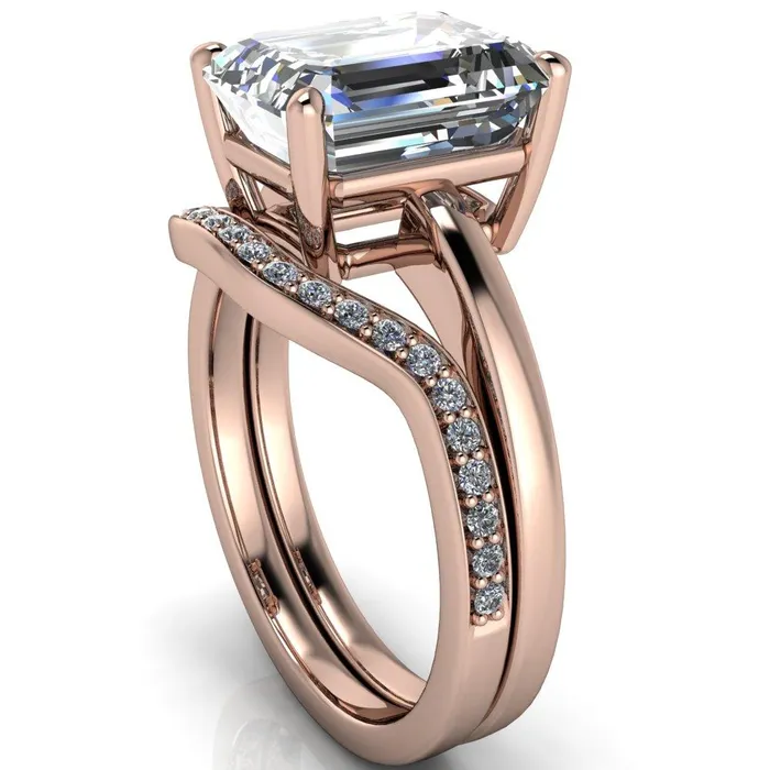 Fire Brilliance Rings Keegan Emerald Center Stone 4 Prong Engagement Ring