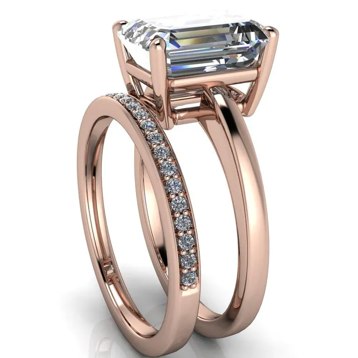 Fire Brilliance Rings Keegan Emerald Center Stone 4 Prong Engagement Ring