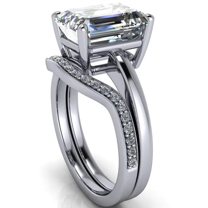 Fire Brilliance Rings Keegan Emerald Center Stone 4 Prong Engagement Ring