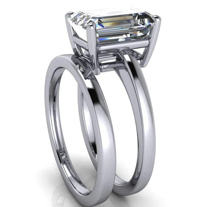Fire Brilliance Rings Keegan Emerald Center Stone 4 Prong Engagement Ring