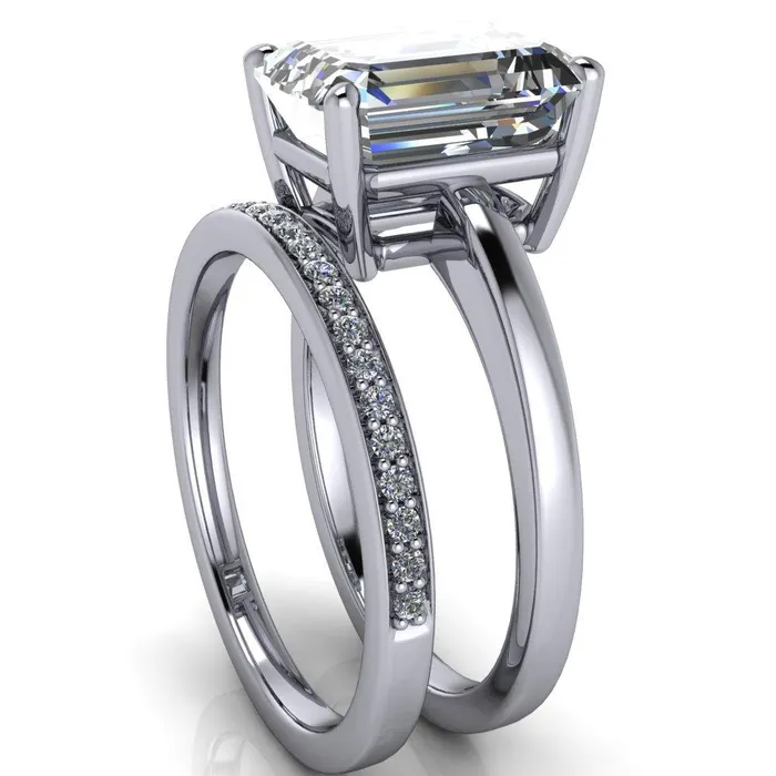 Fire Brilliance Rings Keegan Emerald Center Stone 4 Prong Engagement Ring