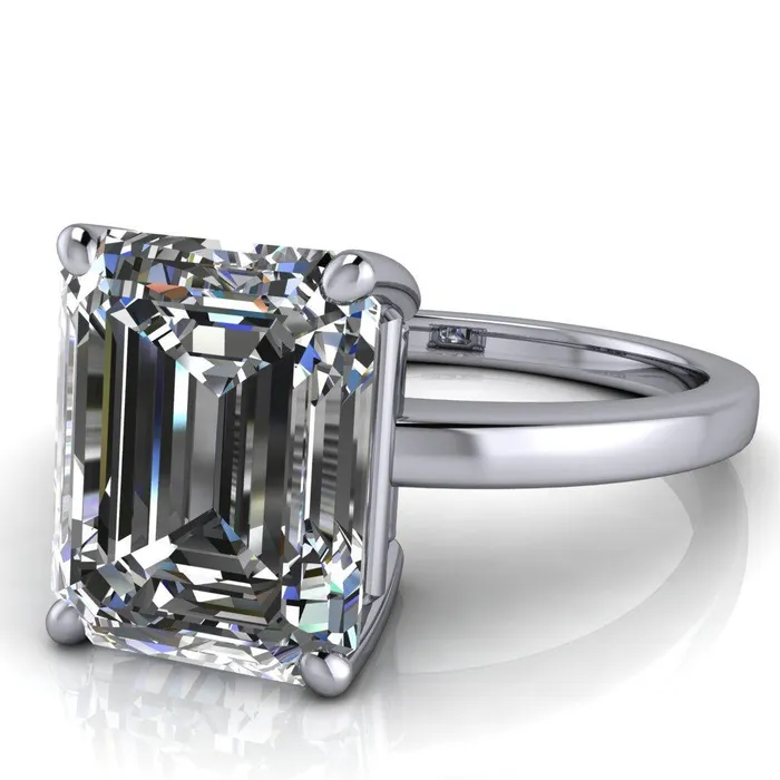 Fire Brilliance Rings Keegan Emerald Center Stone 4 Prong Engagement Ring