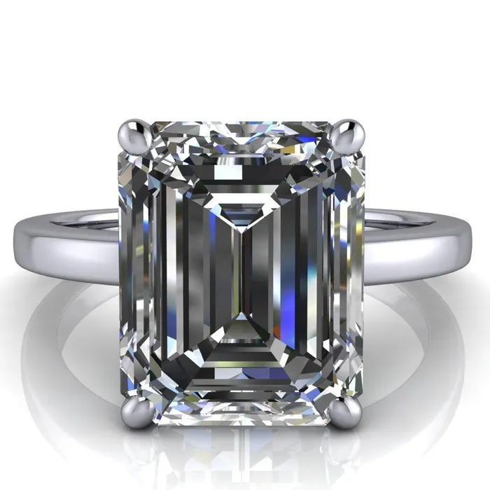 Fire Brilliance Rings Keegan Emerald Center Stone 4 Prong Engagement Ring