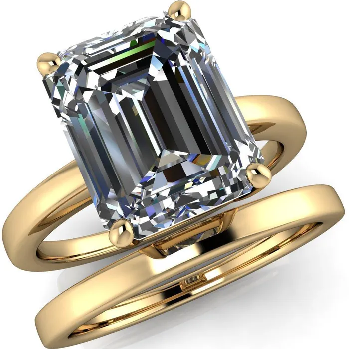 Fire Brilliance Rings Keegan Emerald Center Stone 4 Prong Engagement Ring