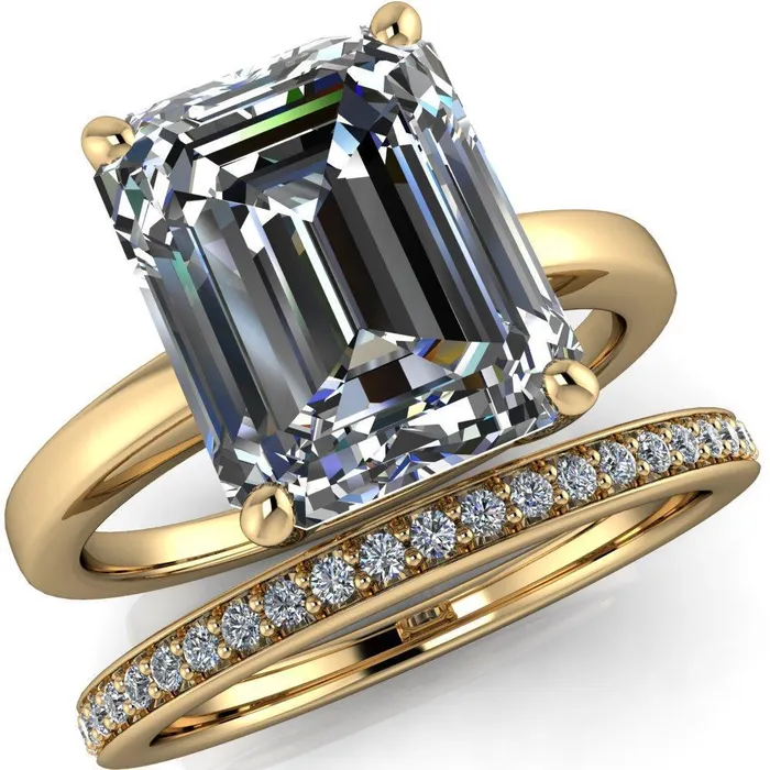 Fire Brilliance Rings Keegan Emerald Center Stone 4 Prong Engagement Ring