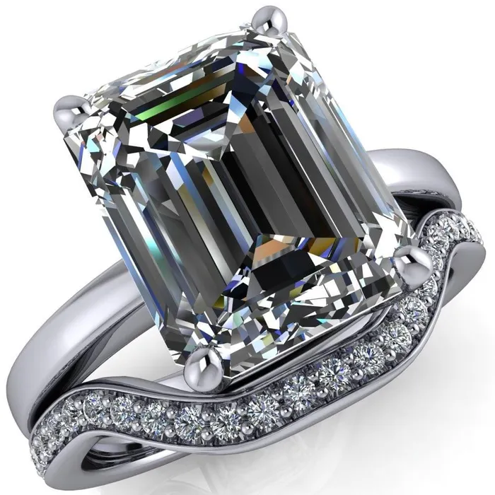 Fire Brilliance Rings Keegan Emerald Center Stone 4 Prong Engagement Ring