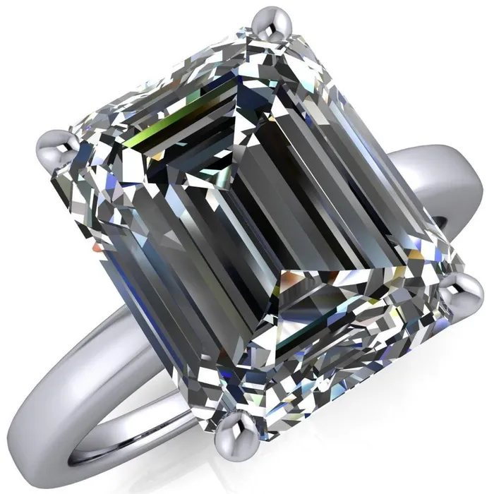 Fire Brilliance Rings Keegan Emerald Center Stone 4 Prong Engagement Ring