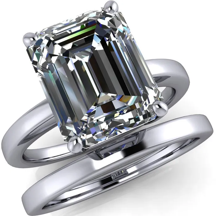 Fire Brilliance Rings Keegan Emerald Center Stone 4 Prong Engagement Ring