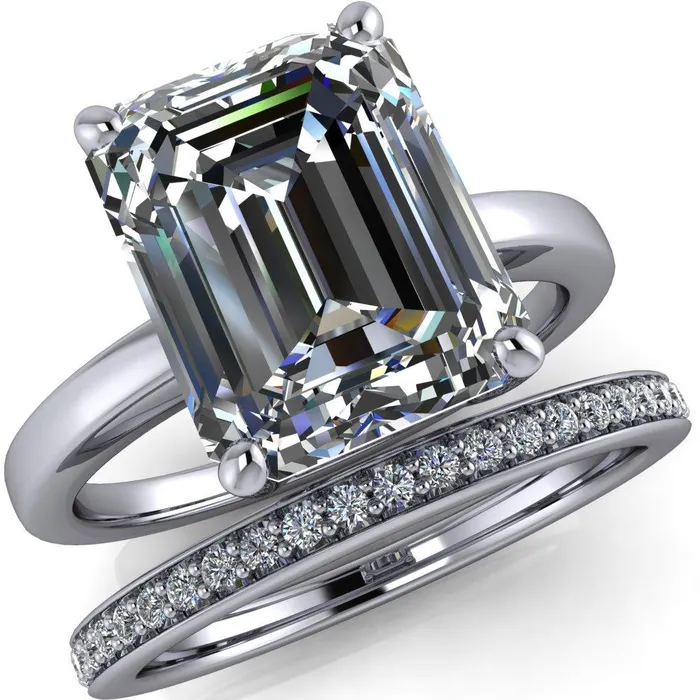 Fire Brilliance Rings Keegan Emerald Center Stone 4 Prong Engagement Ring