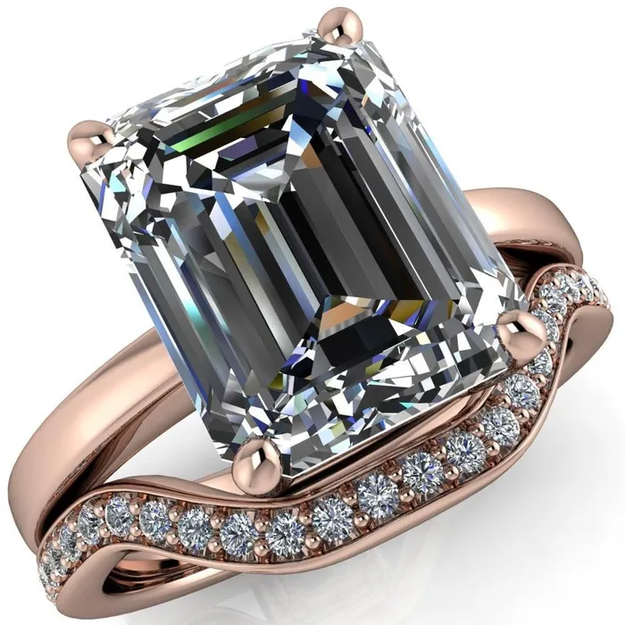 Fire Brilliance Rings Keegan Emerald Center Stone 4 Prong Engagement Ring
