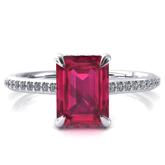 Fire Brilliance Rings Kiki Emerald Ruby 4 Prongs Claw Floating Halo 12 Pinpoint Inverted Cathedral Ring Fire Brilliance Rings Kiki Emerald Ruby 4 Prongs Claw Floating Halo 12 Pinpoint Inverted Cathedral Ring