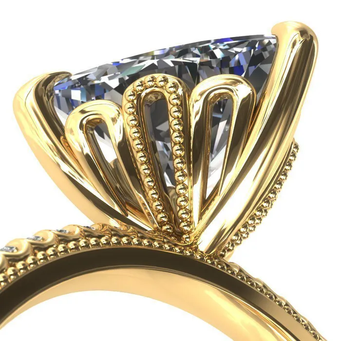 Fire Brilliance Rings Lalique Trillion Moissanite 3 Prong Engagement Ring