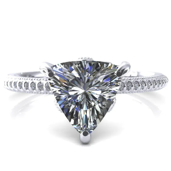 Fire Brilliance Rings Lalique Trillion Moissanite 3 Prong Engagement Ring