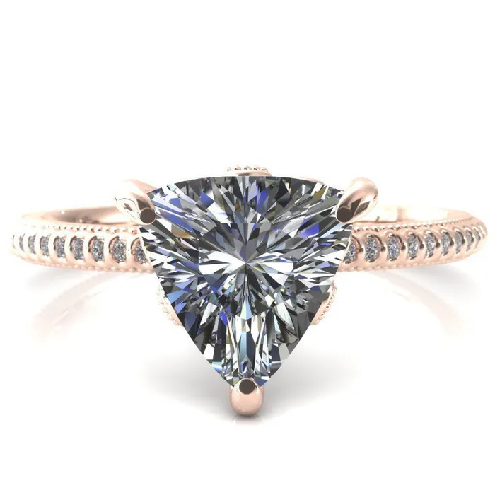 Fire Brilliance Rings Lalique Trillion Moissanite 3 Prong Engagement Ring