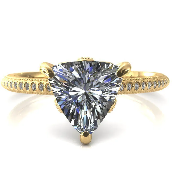 Fire Brilliance Rings Lalique Trillion Moissanite 3 Prong Engagement Ring