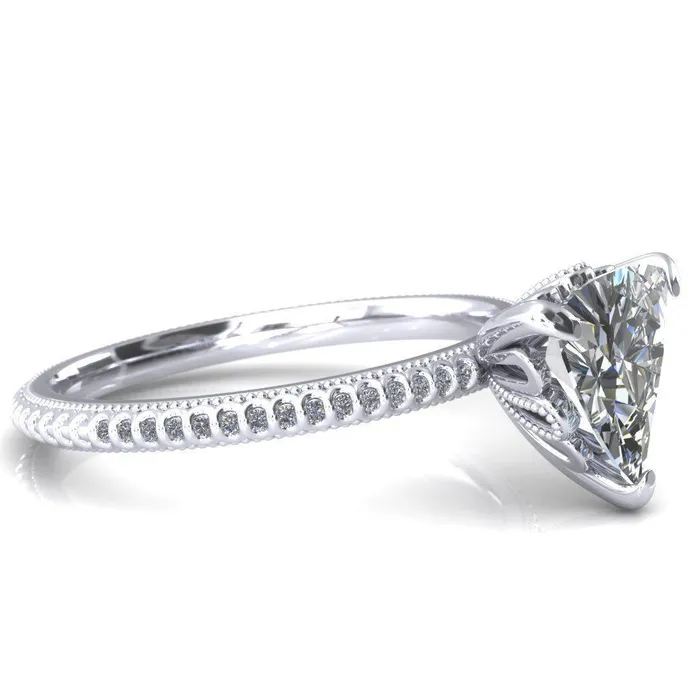 Fire Brilliance Rings Lalique Trillion Moissanite 3 Prong Engagement Ring