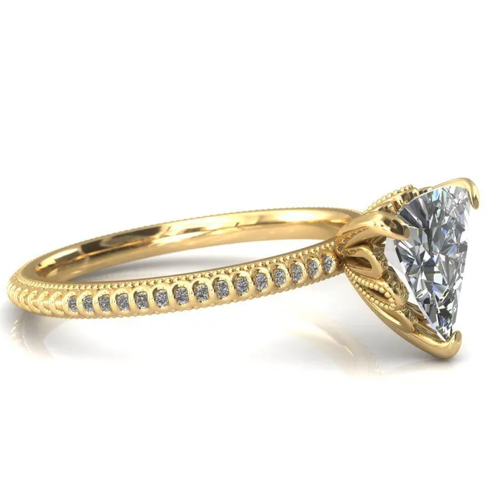 Fire Brilliance Rings Lalique Trillion Moissanite 3 Prong Engagement Ring